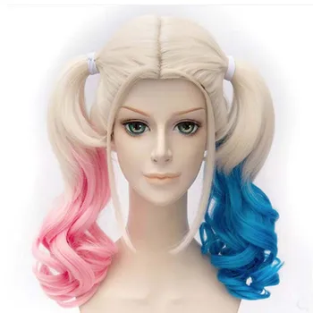 

Soowee Curly Synthetic Hair Pink Green Ponytail Wig High Temperature Heat Resistant Fiber Hair Party Cosplay Wig