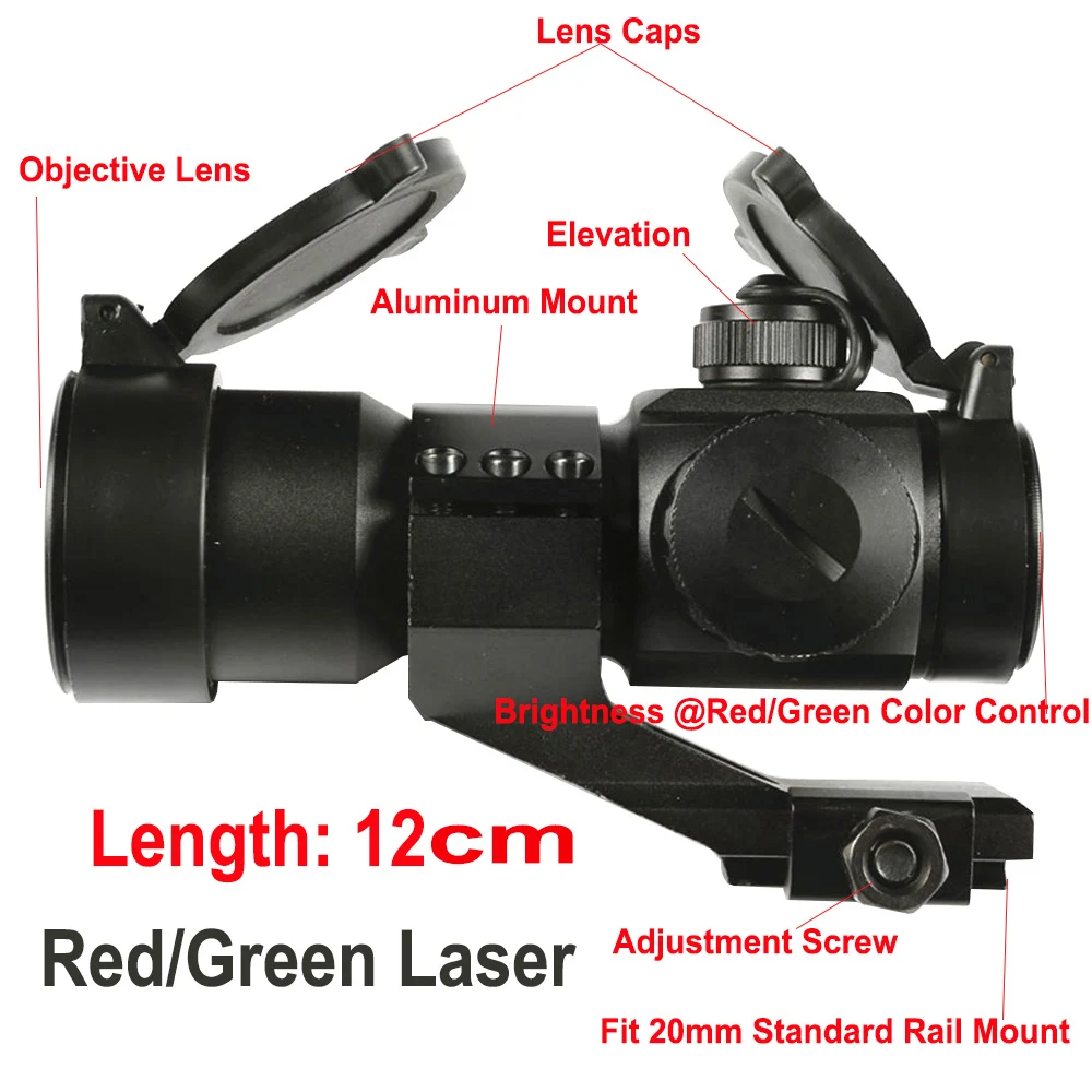 

Hunting Tactical Red Green Dot Reflex Rifle Scope Sight Laser Rifle Scope with Cantilever Scope Mount Fit 20mm Picatinny Rail