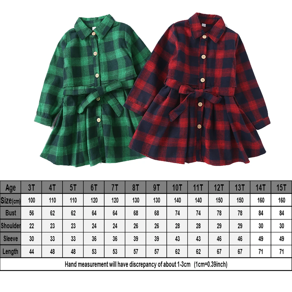 KeRuiShu/Осенняя блузка для маленьких девочек; детская хлопковая Свободная Повседневная рубашка в красную и черную клетку; модное платье с длинными рукавами и бантом на поясе; верхняя одежда