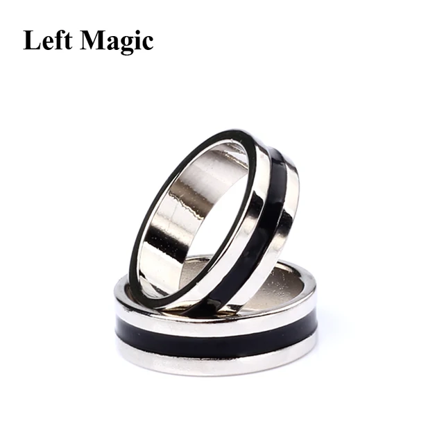 1 Pcs Hot Strong Magnetic Magic Ring Silver And Black Magician Ring Coin Magic Magic Tricks For Magic Show Close Up Magic B1024 2