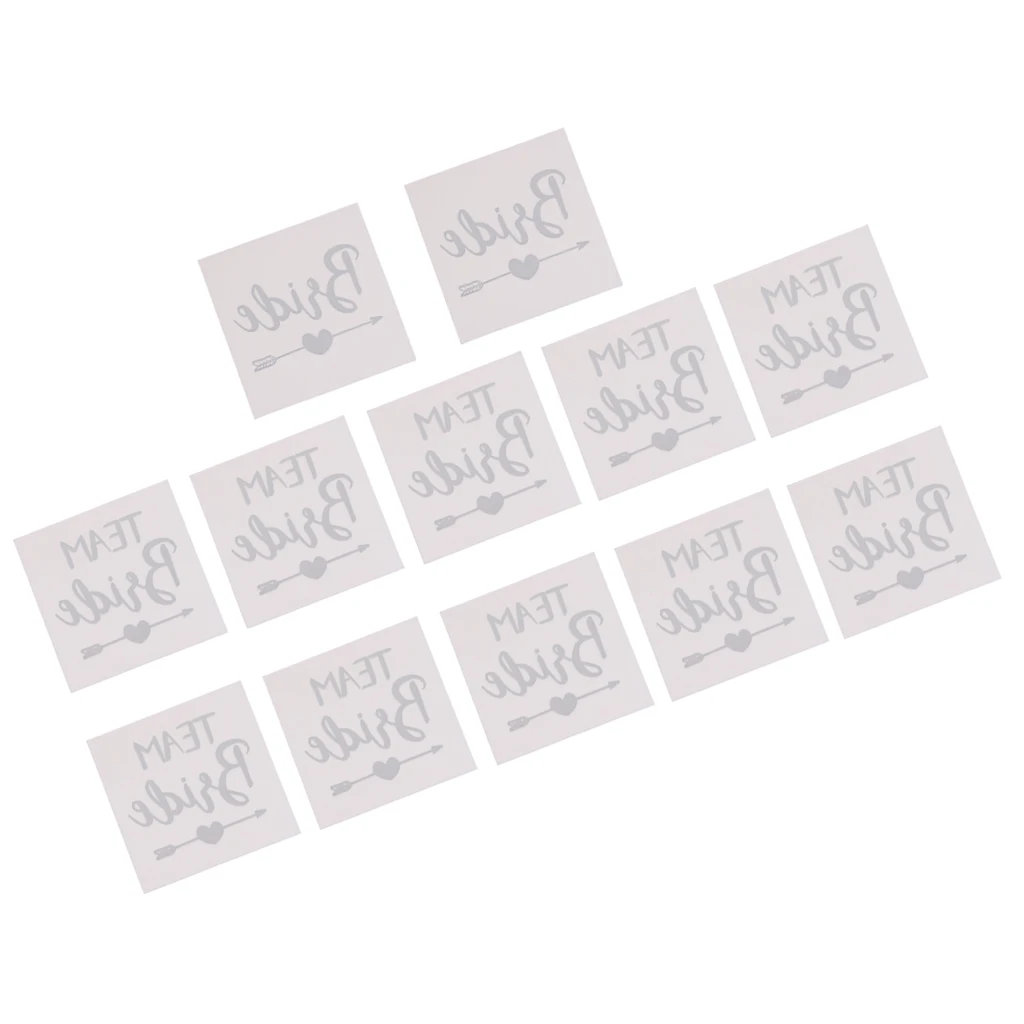 MagiDeal 12x Metallic Team Bride Groom Temporary Tattoos Wedding Stickers Waterproof Tattoo Sticker