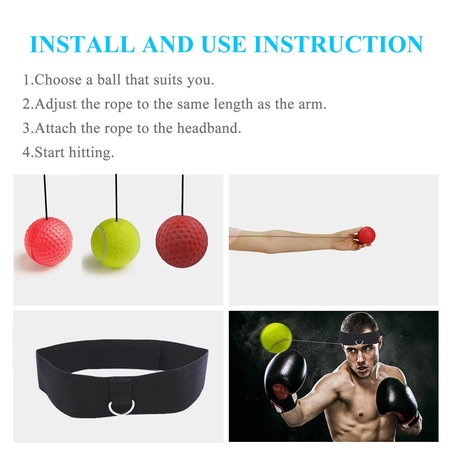 Boxing Reflex Ball Set 3 Difficulty Level Boxing Balls with Adjustable Headband for Punching Speed Reaction Agility Training Boxing Reaction Ball