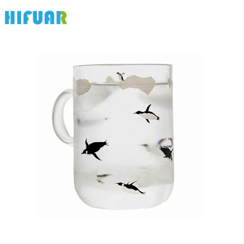 

HIFUAR Glass Cup Animal Pattern Mugs Brief Couple Tea Coffee Mug Portable Tea Cups with Handle Bear Wine Milk Mug Home Women