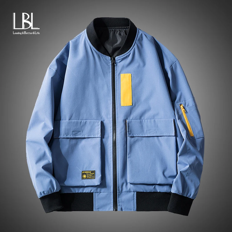 

High Street Jacket Men Fashion Spring Autumn Casual Solid Ma 1 Zipper Bomber Jackets Overcoat Baseball Mens Thin Pilot Jackets