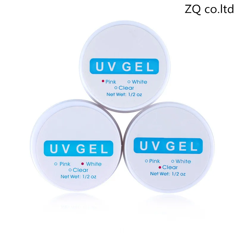 

3 Color Options Pink White Clear Transparent UV Gel Builder Nail Art Tips Gel Nail Manicure Extension Nail Gel extension sticker