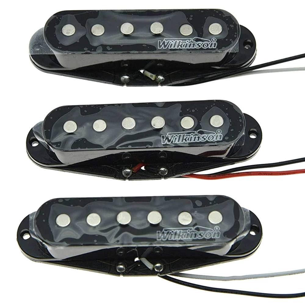 

1 Set 3 Pcs Wilkinson Lic High Output Single Coil Pickup Fit Strat Stratocaster style guitar MWHSN/M/B (Black)