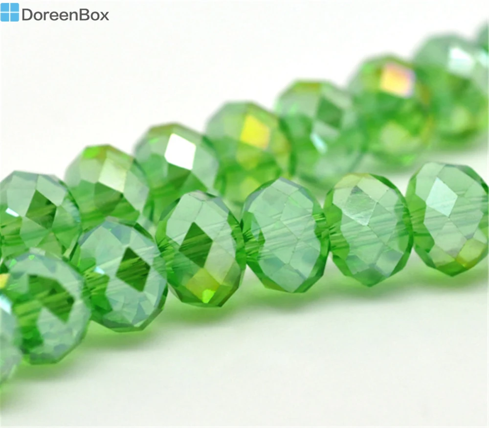 

Doreen Box hot- Green AB Color Crystal Glass Faceted Rondelle Beads 8mm,Approx 144Pcs (B14914)