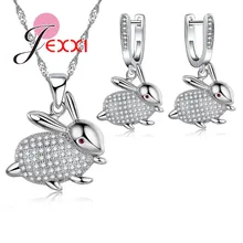 Хорошее качество мультфильм кролик дизайн 925 пробы серебро милые Подвески Ожерелья Серьги Набор украшений для женщин