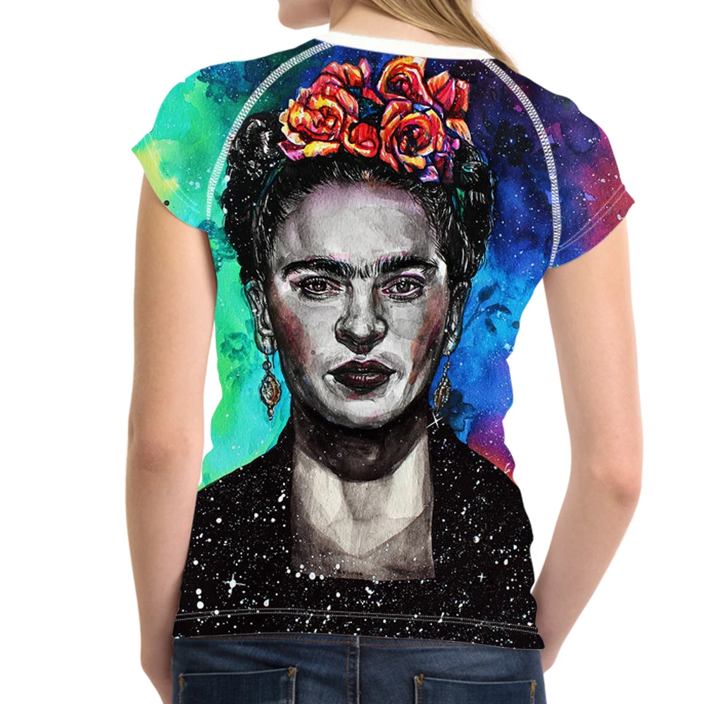 NoisyDesigns Funny Frida Kahlo Print Short Sleeve Tshirt Women's Casual Female Summer Tshirt Girl Lady Breathable Fitness Shirt Tops