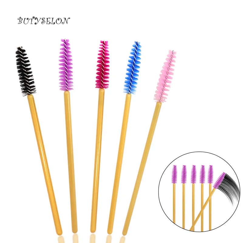 

500pcs/Lot Disposable Eyelash Eye Lash Makeup Brushes Mascara Wands Applicator Makeup Eyelash Extension Golden Handle Tools