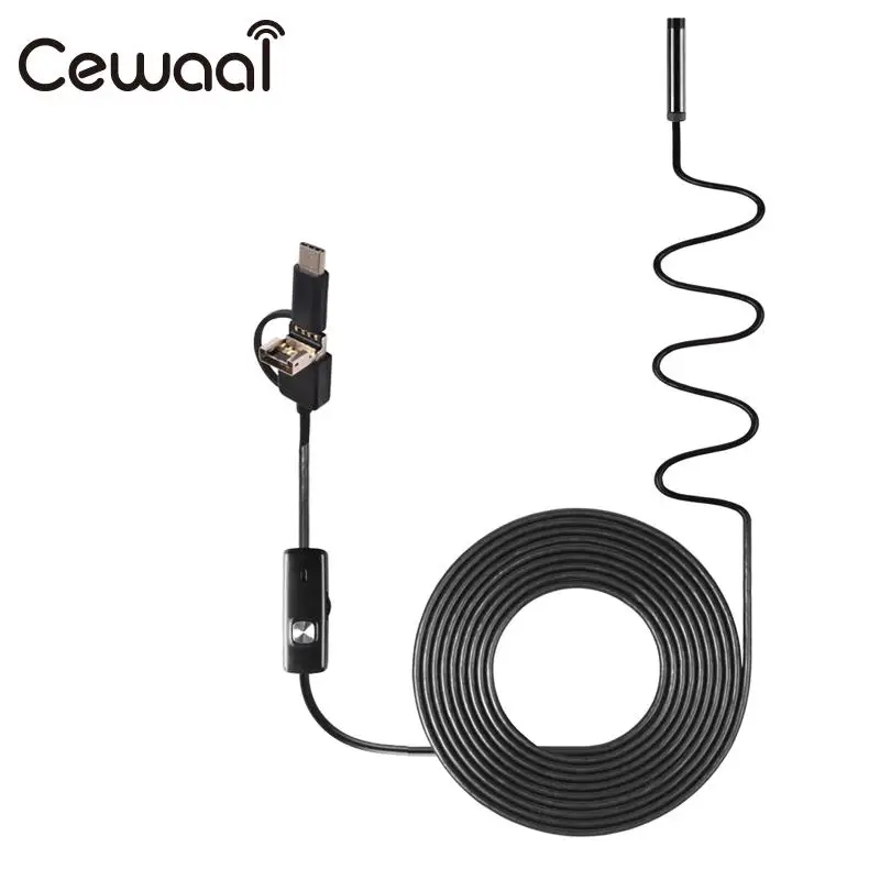 

Portable 5m 8mm TYPE-C Android Endoscope 3 in 1 IP67 Waterproof Mini Micro Camera Inspection Endoscope for Android Smart Phone