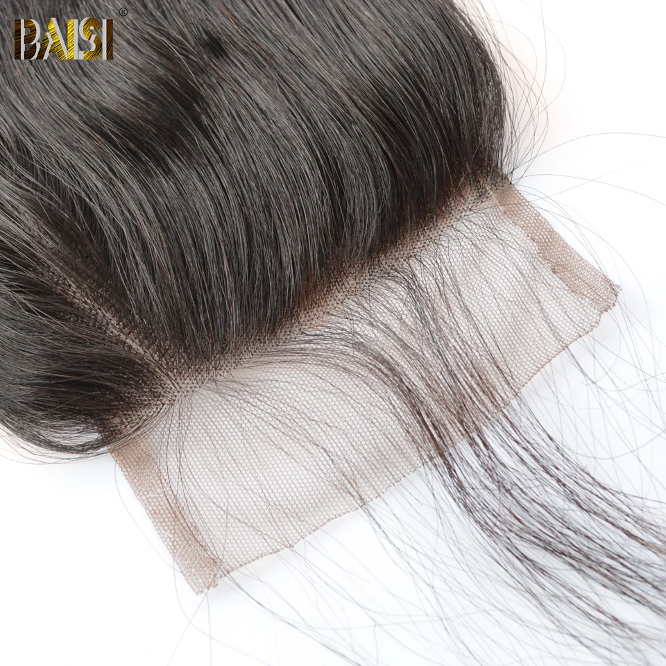 BAISI волосы необработанные бразильские девственные волосы естественная волна 3 пучка с закрытием шнурка человеческих волос