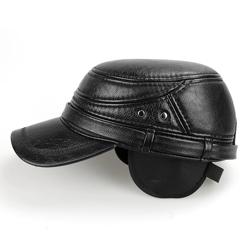 Мужская бейсбольная Кепка Фибоначчи среднего возраста, брендовые качественные черные кожаные зимние Лоскутные кепки, регулируемая плоская кепка для взрослых, шапка для папы