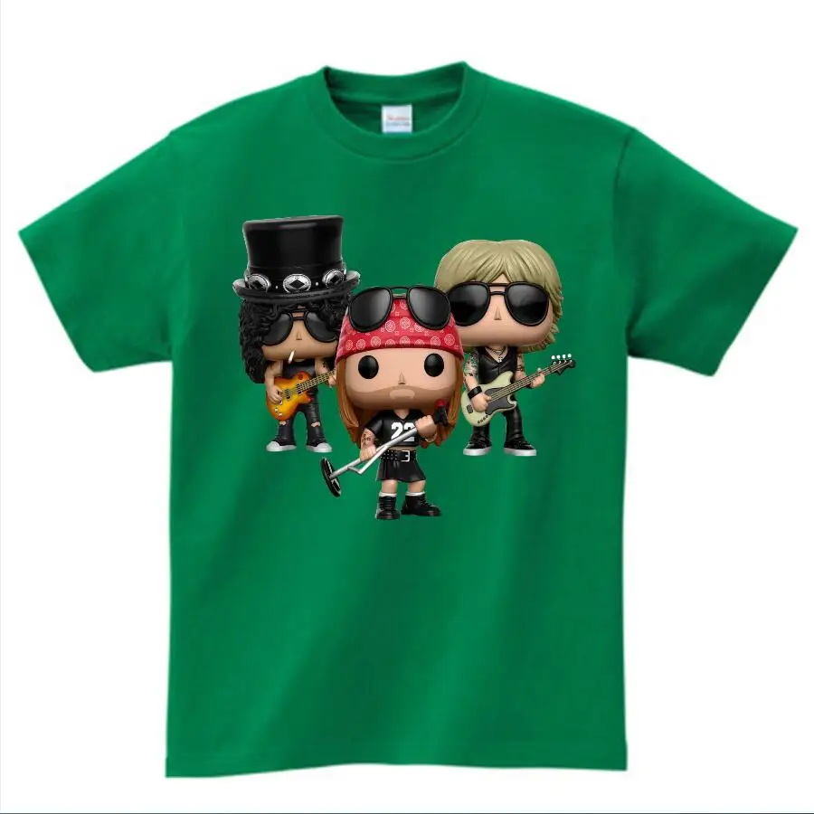 Футболка с розами и пистолетами, топы, одежда с принтом «пистолеты и розы», футболка, детский Забавный высококачественный хип-хоп для мальчиков и девочек, NN - Цвет: green childreT-shirt