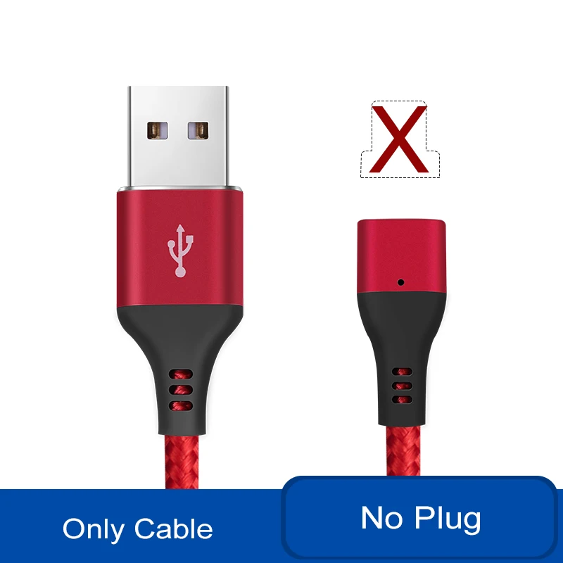 Светодиодный кабель зарядного устройства на магните 3 А для быстрой зарядки iPhone 6 S 6 S 5 5S 7 8 Plus X XR XS Max Galaxy S8 S9 S10 провод шнур Micro usb type C - Цвет: Red Cable No Plug