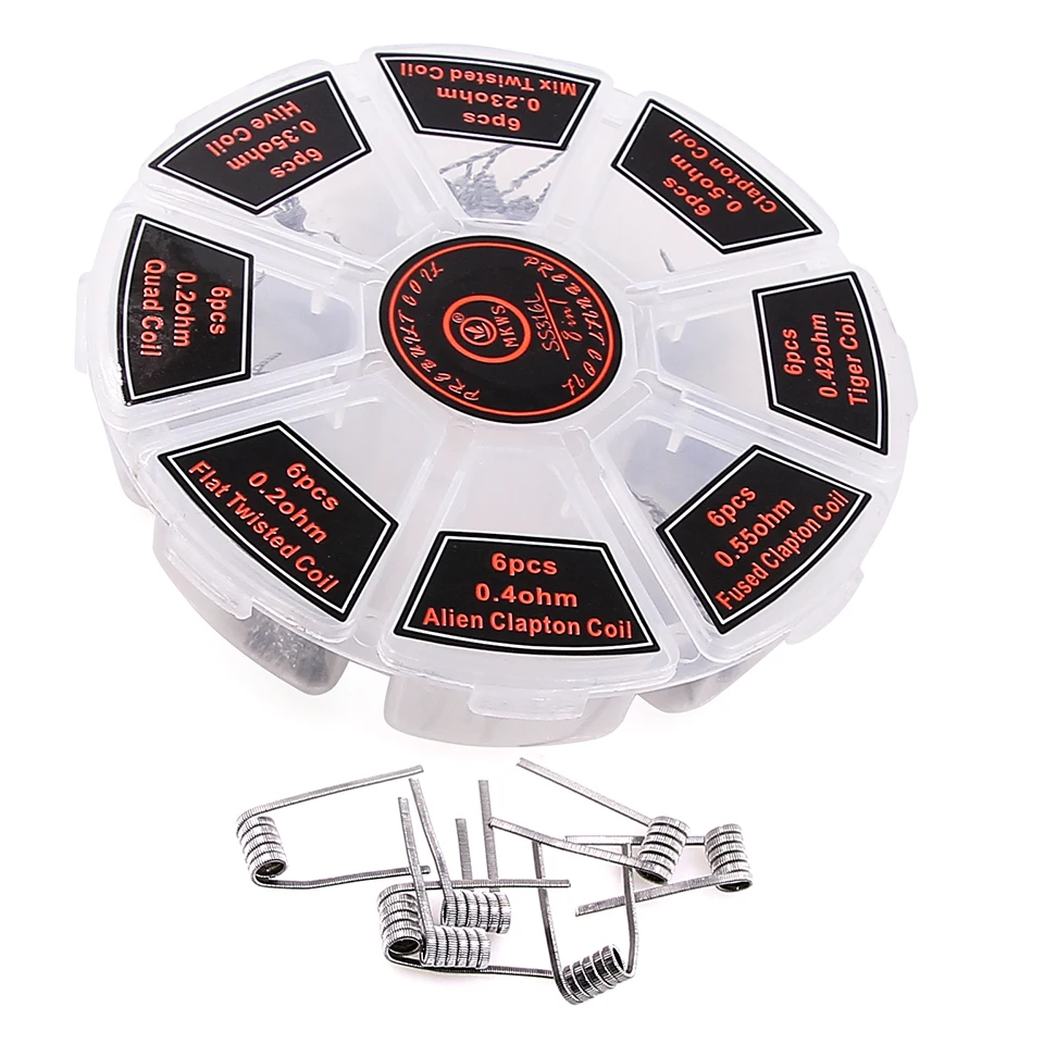 MKWS SS316L 8 в 1 разветвительная коробка Flat Twisted Fused Clapton с сопротивлением чужой