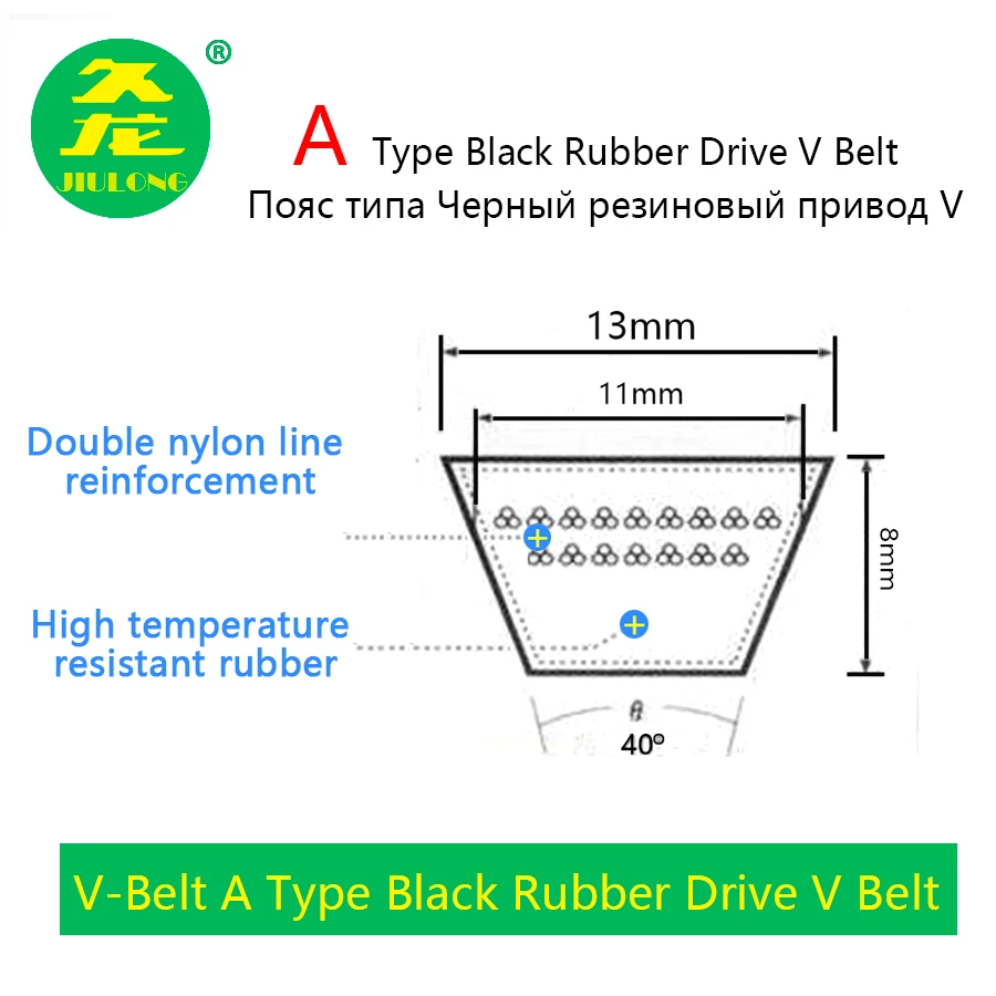 Фото Ремень передачи JIULONG V Belt типа A A1000/1100/1150/1200/1250/1300/1400/1450/1500/1550 черные резиновые Ремень передачи JIULONG V Belt типа A A1000/1100/1150/1200/1250/1300/1400/1450/1500/1550 черные резиновые