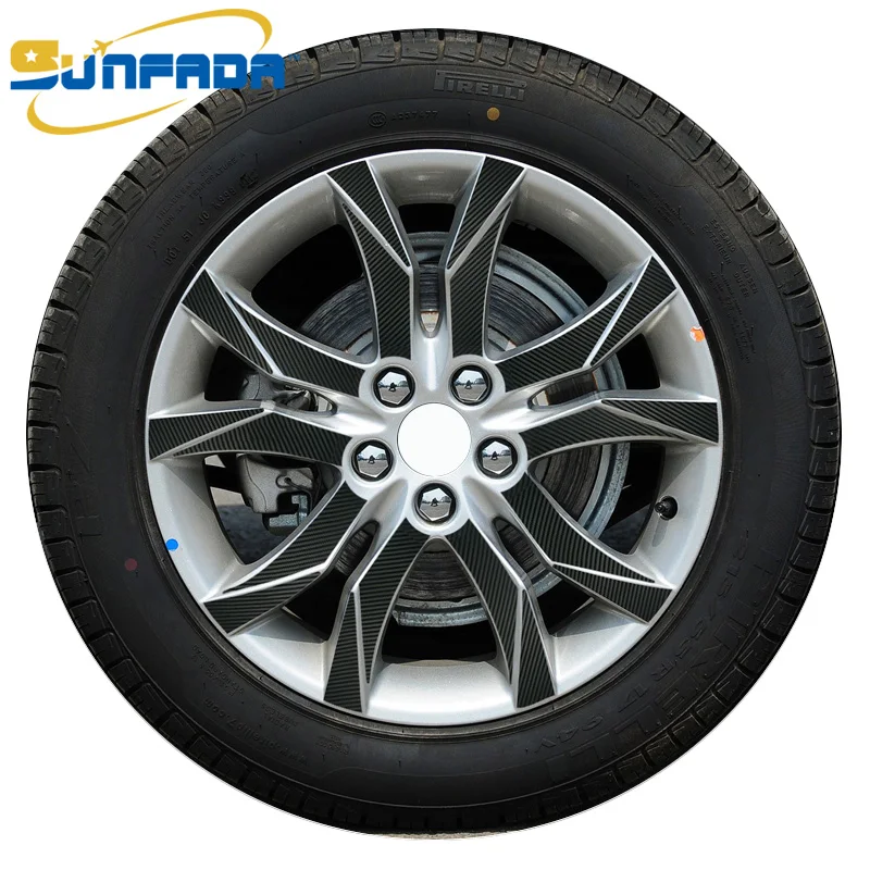 

SUNFADA 16" 17" 18" RimPrints Wheel Hub Rim Carbon Fiber Decal Stickers For PEUGEOT 508/ Hybrid 2012-2015 Car-styling