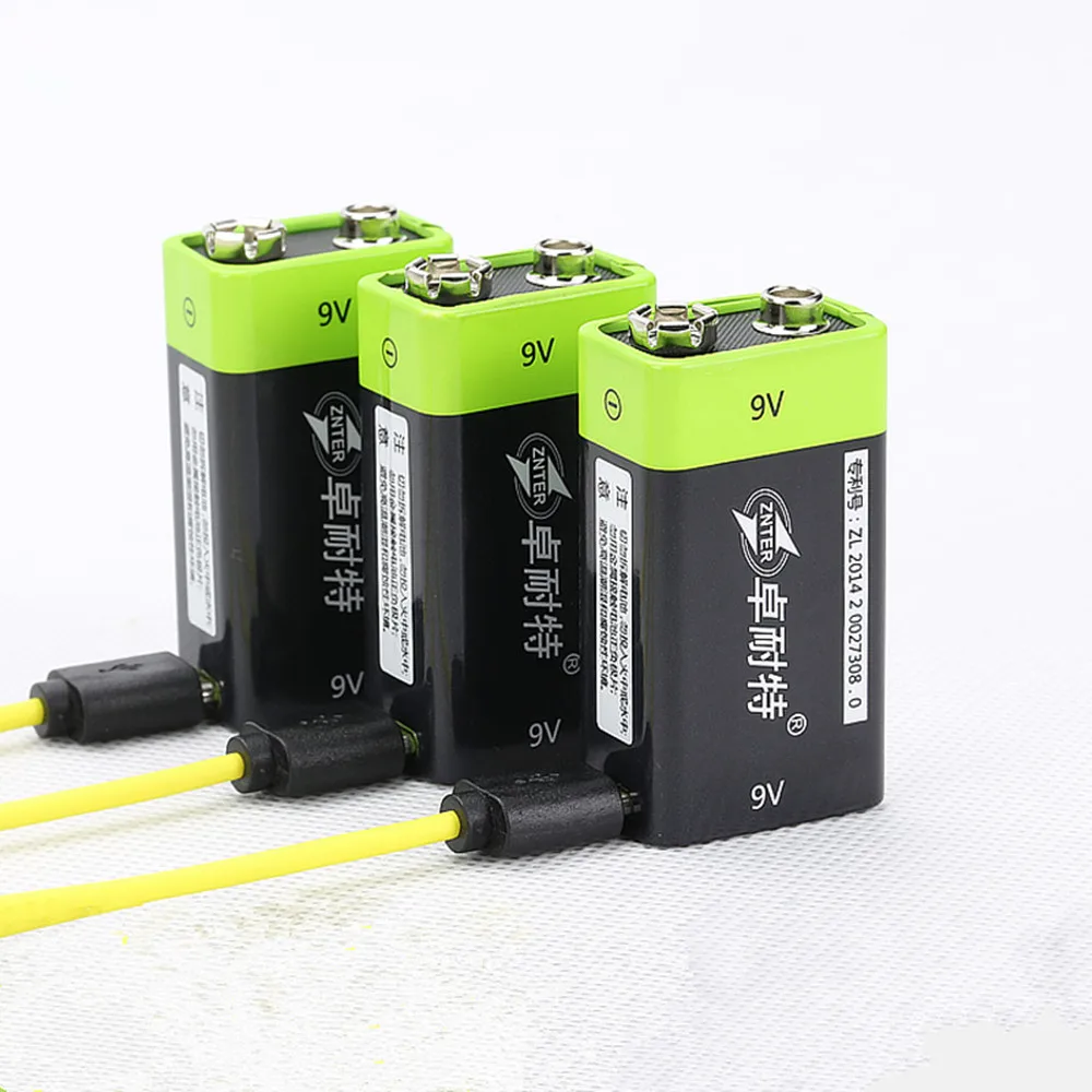3 шт. ZNTER 9В 600 мАч перезаряжаемая литиевая батарея 6F22 USB полимерная аккумуляторная