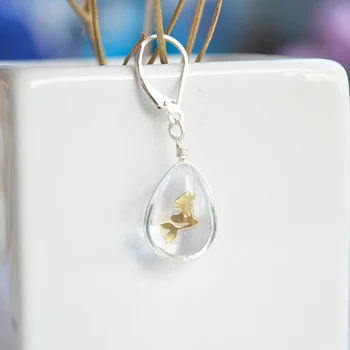 

a Pair Mermaid Transparent Waterdrop Glass Sterling Silver Color French Drop Earrings For Women Boho Fashion Jewelry