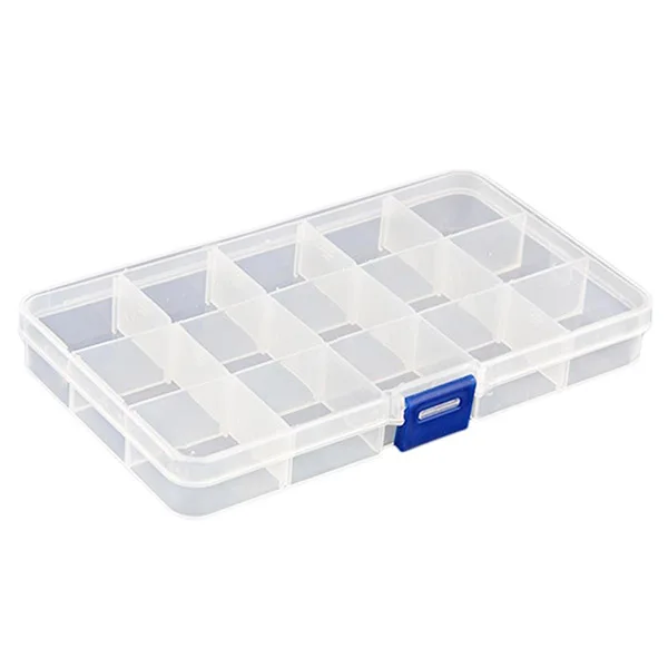 

10-Grid Plastic Adjustable Jewelry Organizer Box Storage Container Case with Removable Dividers (Transparent)
