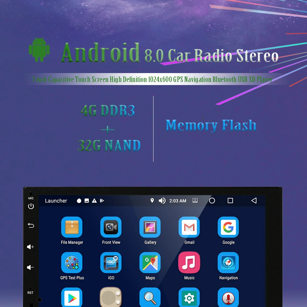 Excellent Podofo 7" Car Multimedia Player Octa Core RAM 4G ROM 32G 2 Din Android Car Audio Stereo Radio GPS Navigation WiFi Mirror Link 3