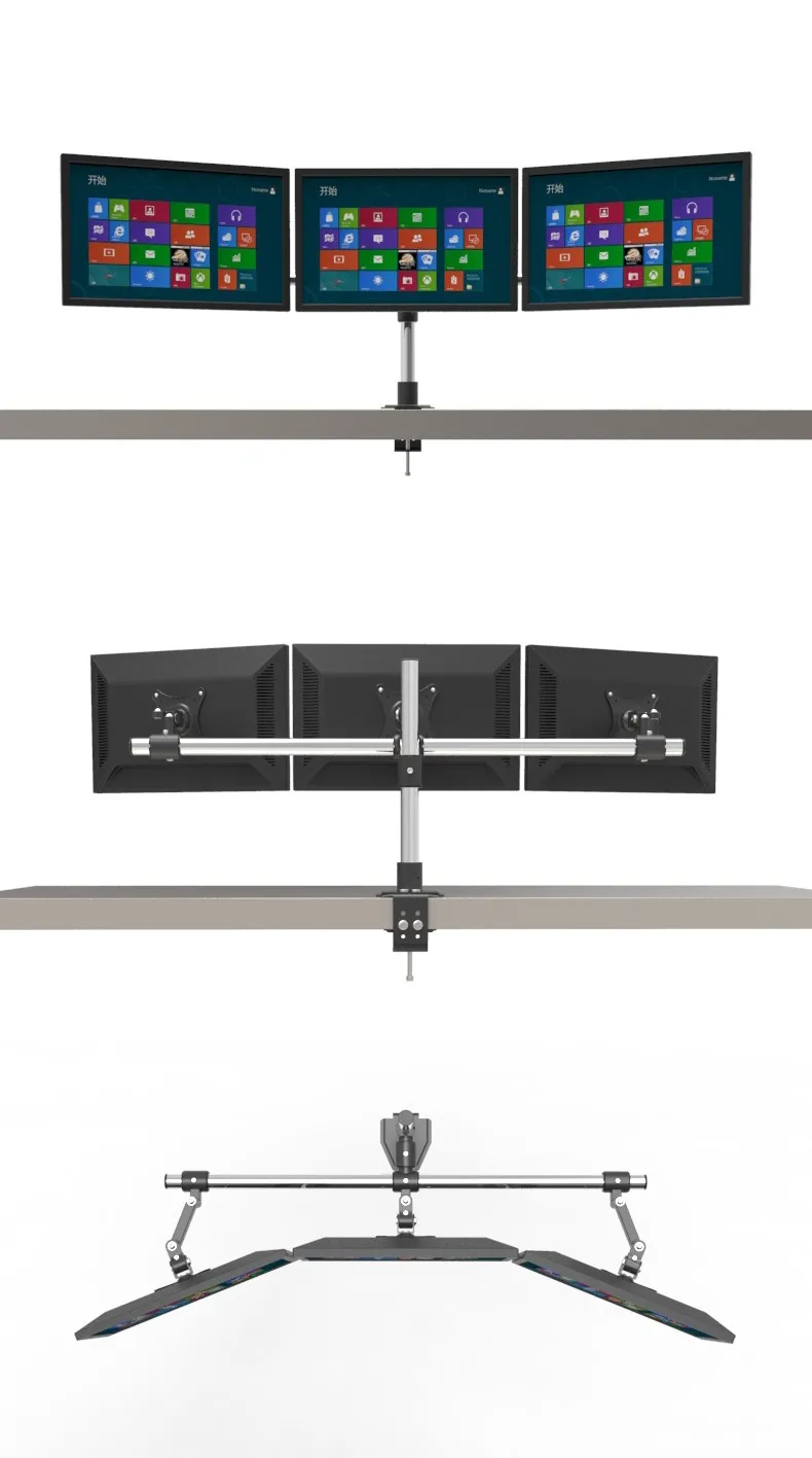 17-2" Тройной Экран держатель ЖК-монитора ТВ крепление настольное крепление и люверсами крепление подставка S003
