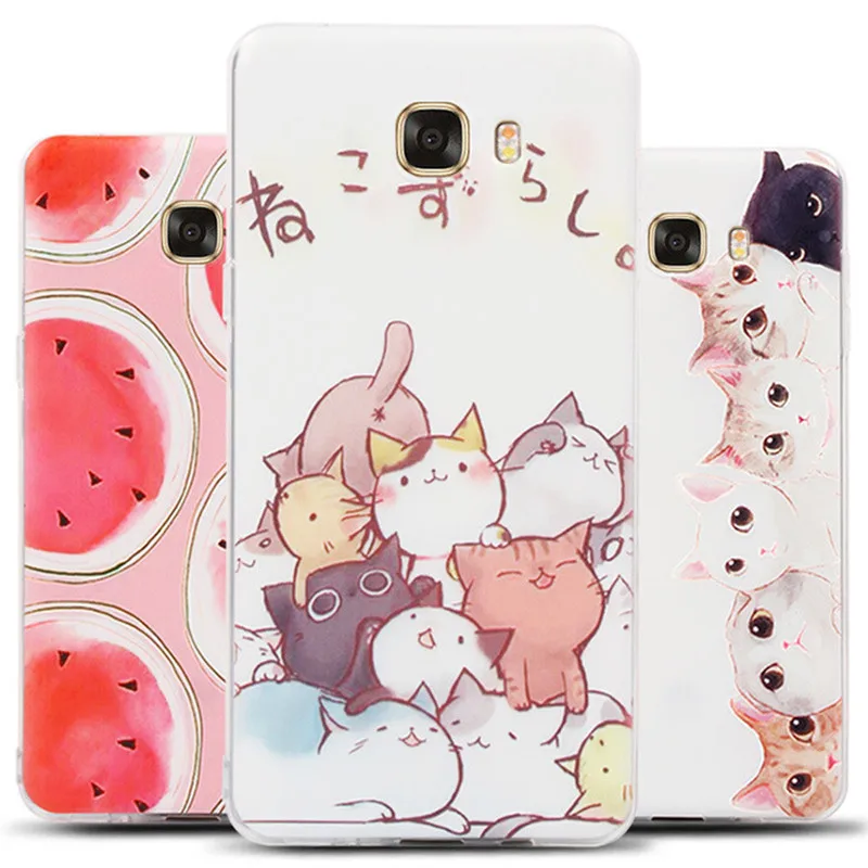 

For Samsung Galaxy C9 Pro Case TPU Cover Ultra Thin Silicone Cartoon Flower Fruit Cat Shell Skin for Samsung C9 Pro Phone Case
