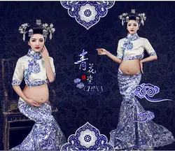 Печати Cheongsam Средства ухода за кожей для будущих мам Платья для женщин фантазии беременных Подставки для фотографий Беременность Средства