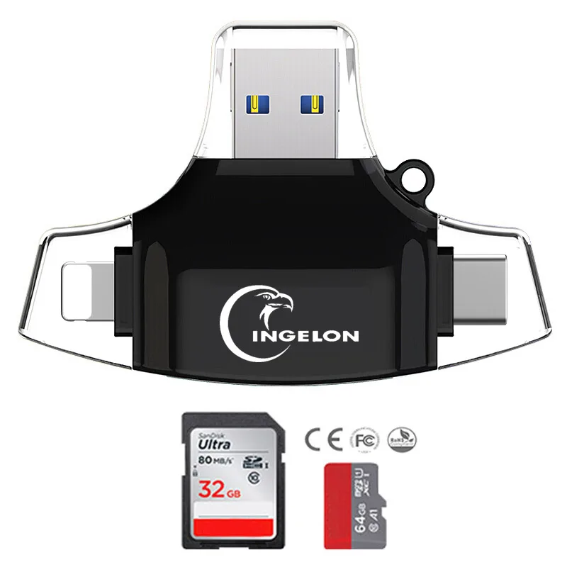 SD Card Reader 4 in 1 microSD Adapter XQD idragon Cardreader USB C Type C OTG Smartphone Reader Plus TF/SD 16GB 32GB Carte SD
SD Card Reader 4 in 1 microSD Adapter XQD idragon Cardreader USB C Type C OTG Smartphone Reader Plus TF/SD 16GB 32GB Carte SD