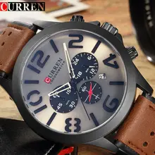 Мужские модные кварцевые часы с хронографом Curren Брендовые мужские часы роскошные кожаные водонепроницаемые мужские наручные часы Relogio Masculino