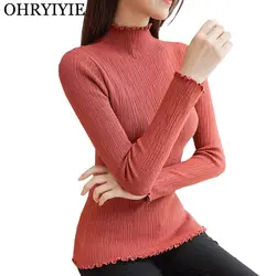 OHRYIYIE половина свитер с воротником Женская 2019 Осень Зима Повседневное трикотажные пуловеры для женщин Женский длинным рукавом Теплый
