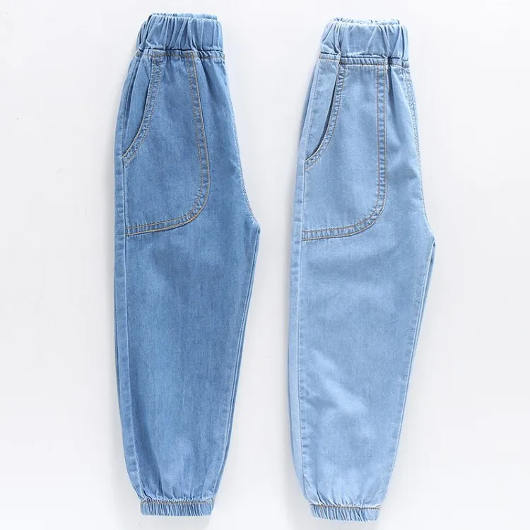 Летние повседневные джинсы для мальчиков джинсы для девочек от 2 до 10 лет мягкие тонкие джинсовые ковбойские штаны модные джинсовые штаны повседневные джинсы для подростков