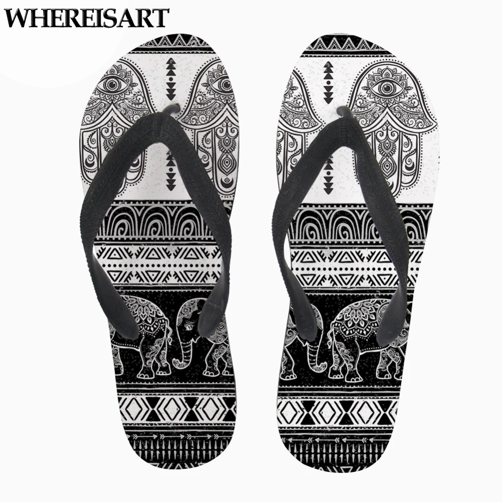 

WHEREISART 2019 NEW Ethnic Style Flip Flops for Women Summer Female Home/Bath Casual Slippers Woman Women's Flip Flops Ladies