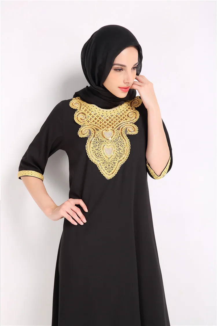 Мусульманский осеннее платье Национальный стиль Ближнего Востока женские высокие качественные костюмы шить вышивка темперамент рукав