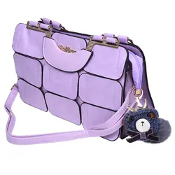 SNNY весна/лето женская сумка шовный Бостон сумка склонны плечо мешок женщин кожаные сумочки (фиолетовый)