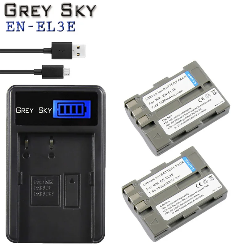 

1520mAh EN-EL3e EN EL3e EL3a ENEL3e Battery+Battery LCD Charger for Nikon D300S D300 D100 D200 D700 D70S D80 D90 D5 L15