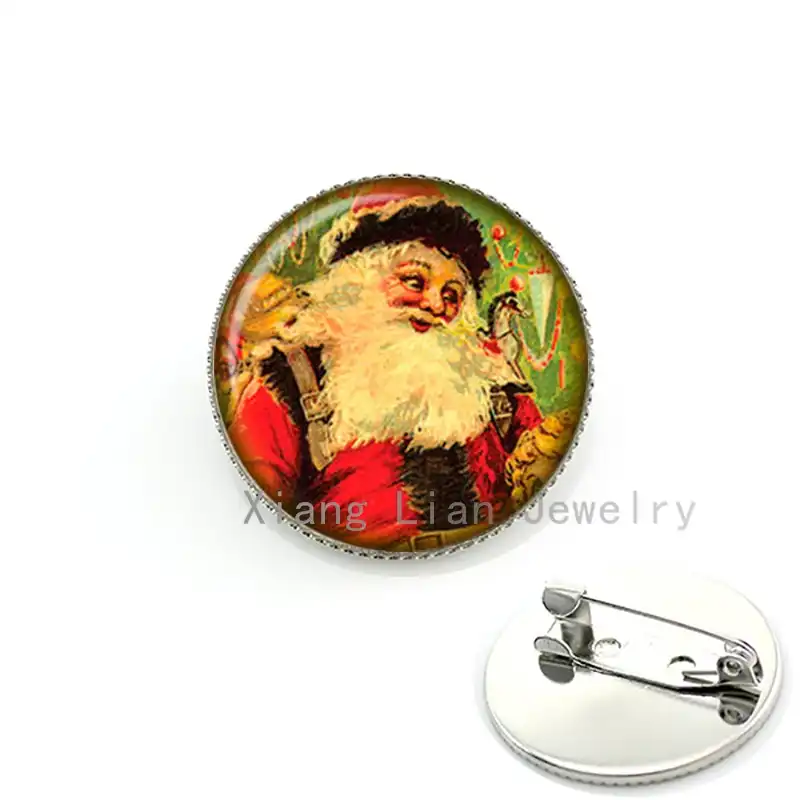Xmas 12 Pcs Christmas Brooch Pin Set Xmas Brooch Buttons Safety Pins Snowflake Santa Badge for Clothes Bag Backpack