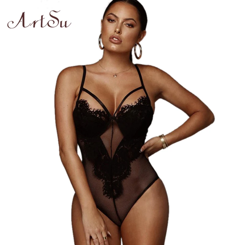 ArtSu Women Sexy Bodysuit Thin Mesh Backless Black Bodycon Female Catsuit Hollow Out Body Romper New Jumpsuit ASJU41010 ArtSu Women Sexy Bodysuit Thin Mesh Backless Black Bodycon Female Catsuit Hollow Out Body Romper New Jumpsuit ASJU41010