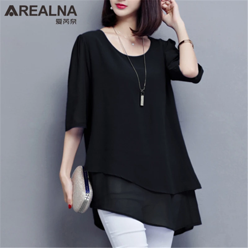 2019 Summer Kimono Vintage Black Chiffon Women Blouse Shirt Plus Size Ruffle Womens Tops and Blouses Blusas Camisas Mujer m-5XL