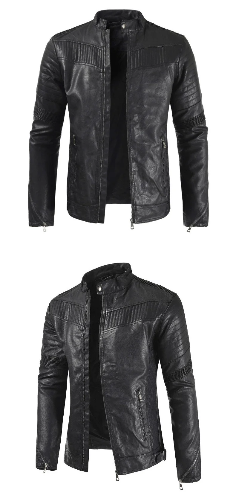 Мужская кожаная куртка, весна-осень, Новое поступление, мужская повседневная мотоциклетная куртка из искусственной кожи, приталенная брендовая мужская одежда