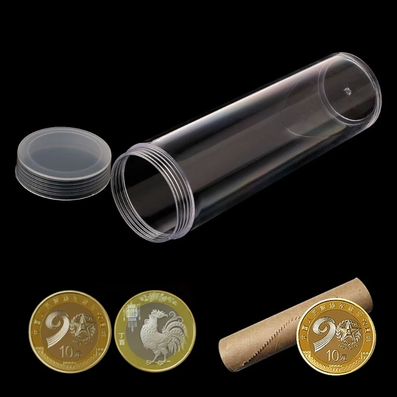 Round Plastic Coin Storage Tube With Screw On Cap For 27mm Coins Or