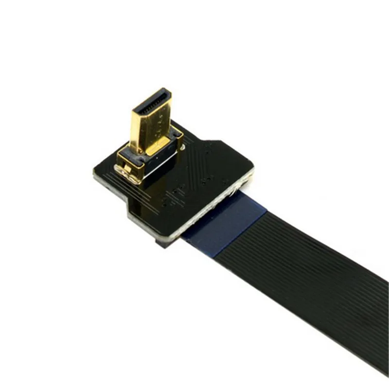 Плоский кабель 0 1 м под углом 90 градусов FPV Micro HDMI штекер FPC плоский 50 см для