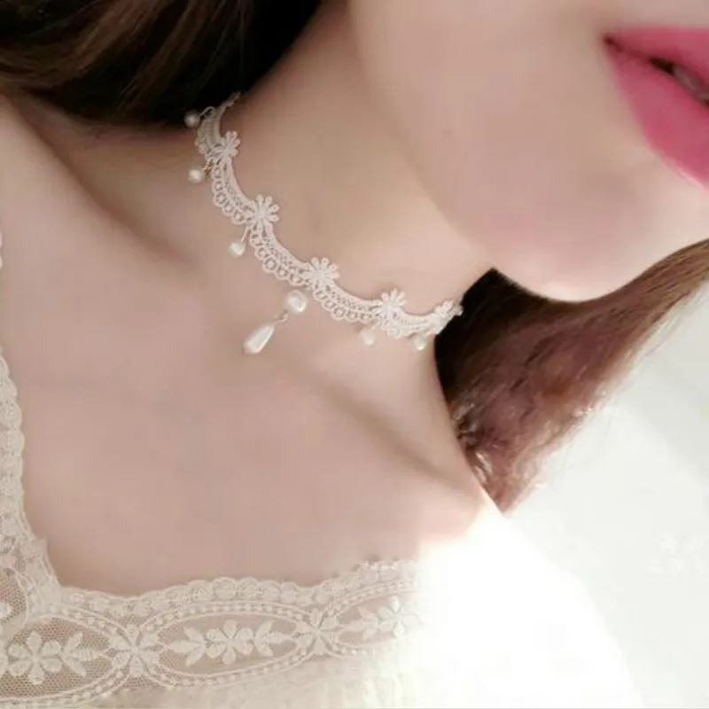 Женское кружевное ожерелье чокер с кисточками и татуировками|collares mujer|lace chokernecklace