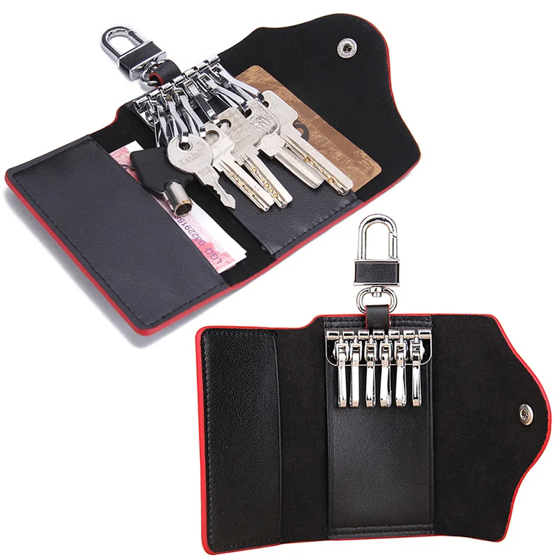CONTACT'S Men's Genuine Leather Key Wallets Fashion Housekeeper Key Holders Male Keychain Casual Case For Men Rings key case key holder key organizer key purse
