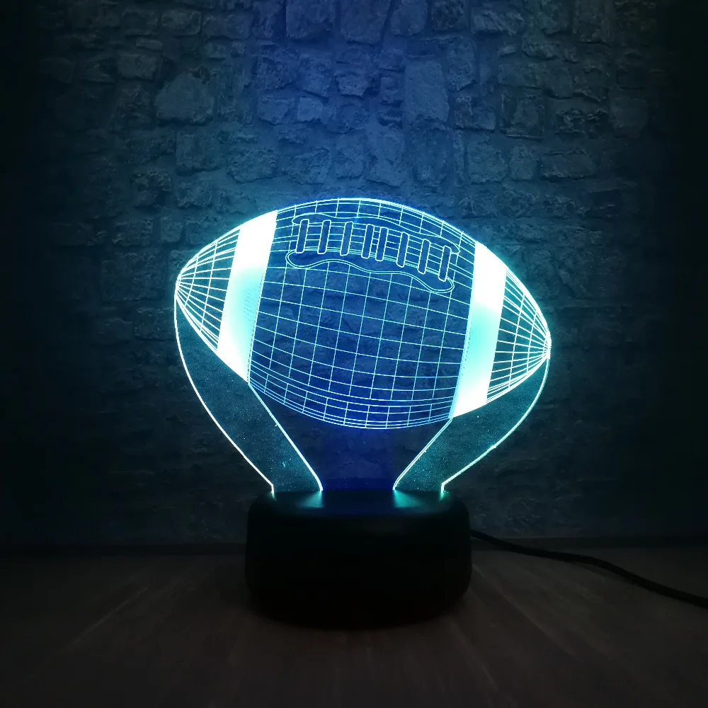 Горячий спортивный кулон в виде мяча для американского футбола 3D лампа смешанный цвет многоцветная лампочка Ночная Атмосфера свет светодиодный USB градиент ребенок подарок-игрушка для мальчика реквизит