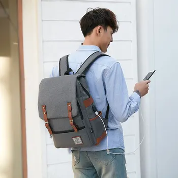 

Retro Rivet Leather USB Belt Anti Theft Boy Girl Student Book School bag Teenagers Female Women Bagpack Men Backpack Travel Bag