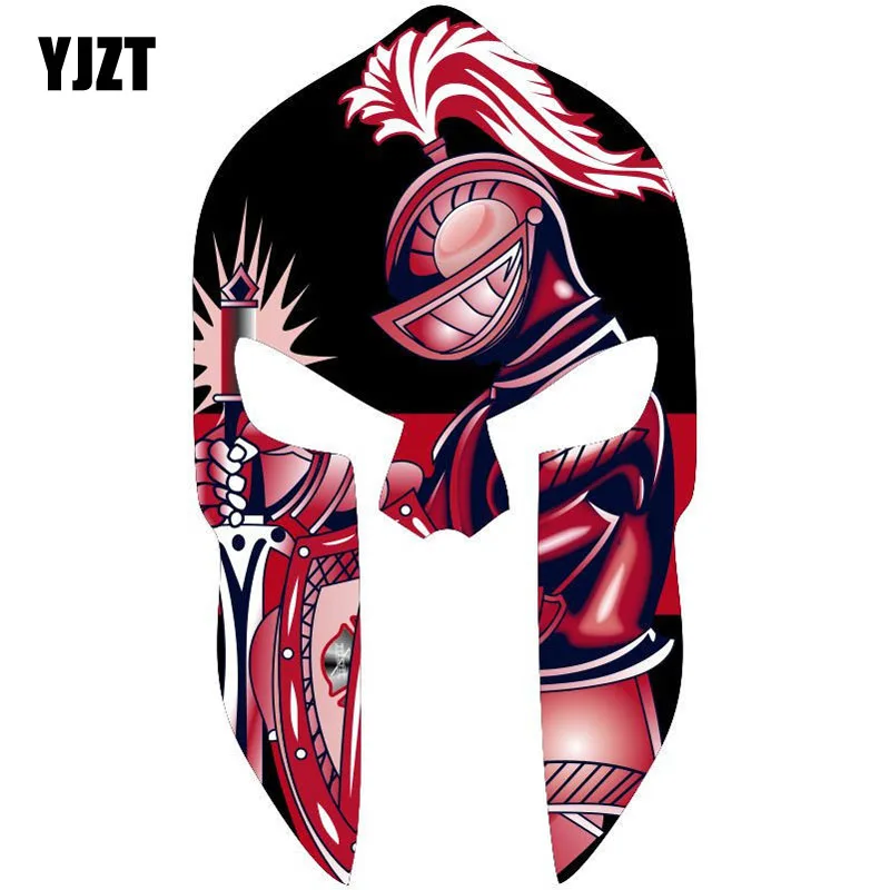 YJZT 8,7 см* 15,2 см Спартанский шлем красный KINGHT оригинальность светоотражающие автомобильные наклейки C1-7015
