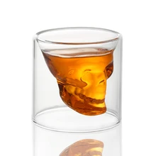 2016 New Creative 75ml Skull Design Crystal Transparent Glass Cup For Vodka Whiskey Shot Bar Home Drinking Ware creative cool skull designed vodka whiskey shot glass transparent 70ml