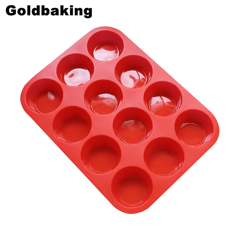 Goldbaking 12 Cups Silicone Muffin Tray Standard Muffin Mold